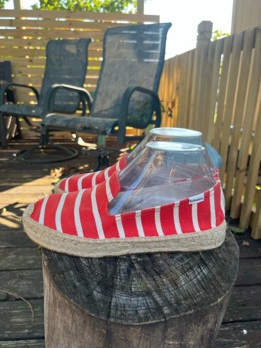 Soludos Womens Platform Smoking Slipper Coral Red White Striped Espadrilles 8